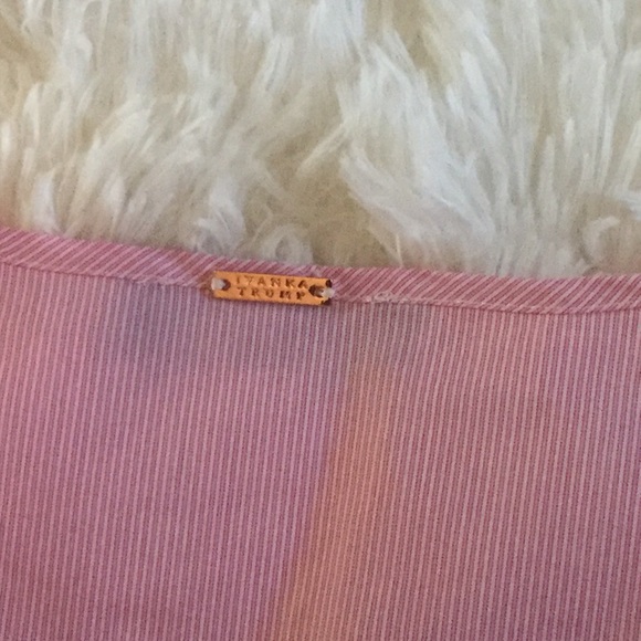 Ivanka Trump - Pink Striped Split Neck Blouse - Picture 5 of 8